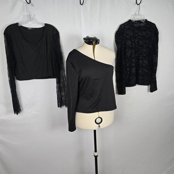 Shein Tops Women's 3XL Black Stretch Long Sleeve 3 Blouse Bundle Deal - Picture 10 of 11